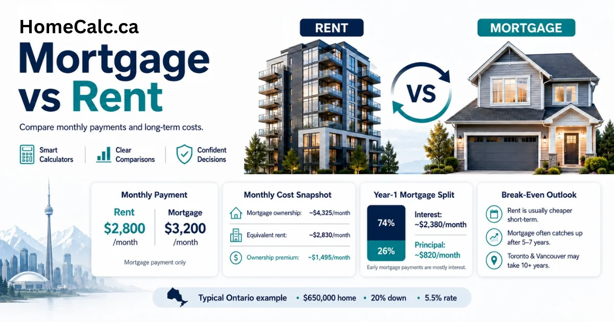 Mortgage vs. Rent in Canada (2026): Which Costs More? Real Numbers